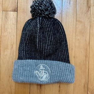 Madame Zuzu’s Black and Gray Knit Beanie with Pom Pom